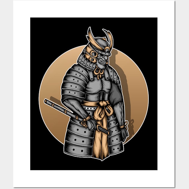 Japanese samurai warrior illustration Wall Art by WODEXZ